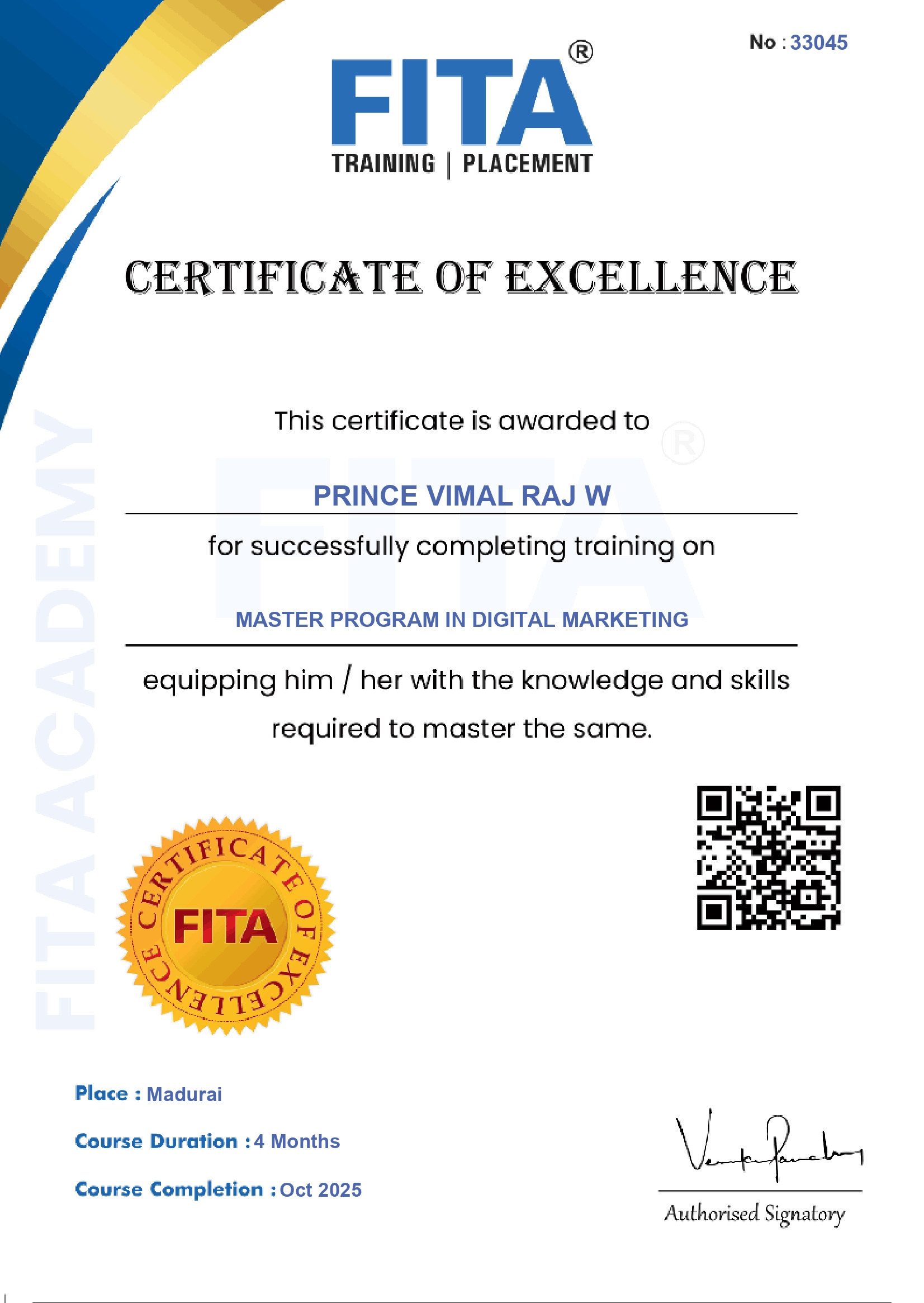 Master programm in Digital Marketing Certificate